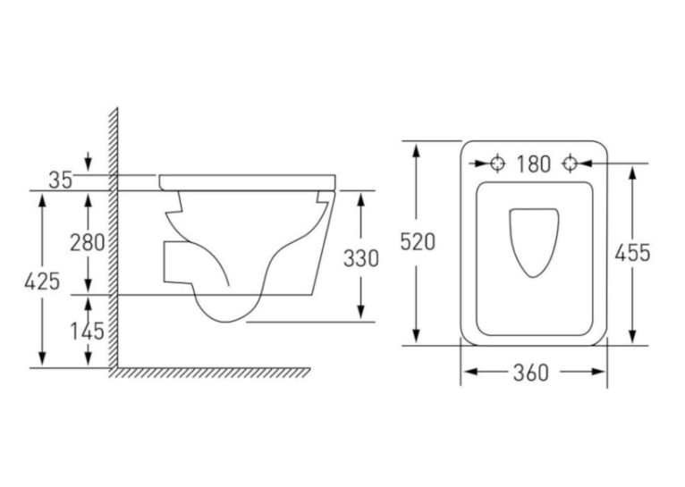 Комплект: унітаз підвісний Imprese KUBIK Rimless  з сидінням + інсталяція Grohe Rapid SL (c06810203+38772001)